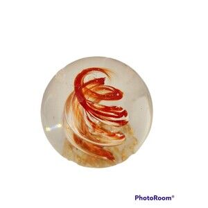 Vintage Paperweight Glass Swirl Orange Gold